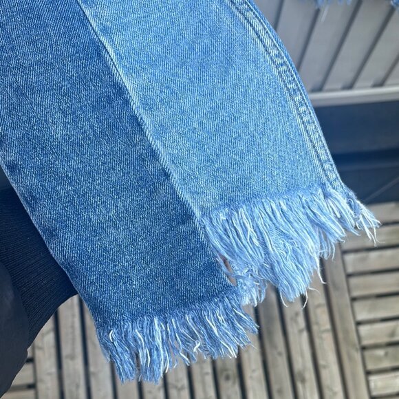 Free People Distressed Contrast Blue Ankle Jeans - Picture 4 of 10